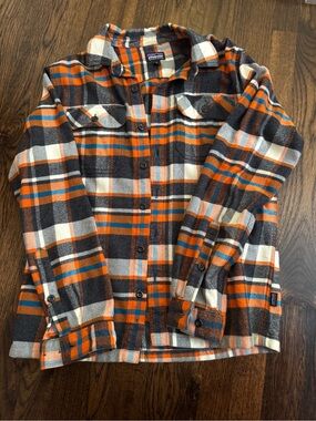 Patagonia Mens Orange Plaid Flannel
